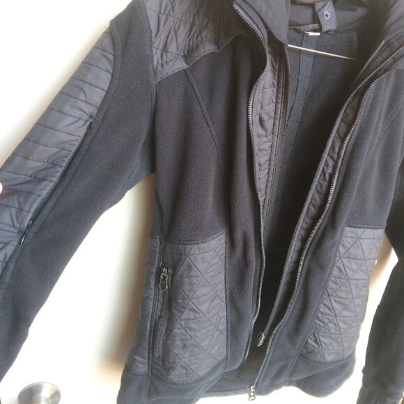 LULULEMON | 'Fleecy keen' Black Fleece Jacket  ZIp Up Fleece Removable Hood 4 - Picture 9 of 15